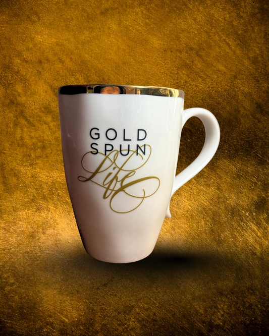 GoldspunLife Coffee Cup - White with Gold Rim